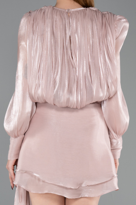Mini Powder Color Chiffon Cocktail Dress ABK2617