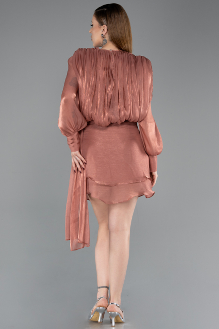 Mini Light Brown Chiffon Cocktail Dress ABK2617