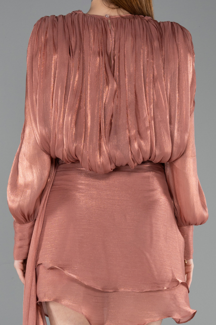 Mini Light Brown Chiffon Cocktail Dress ABK2617