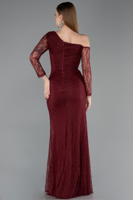Burgundy Long Dantelle Evening Dress ABU5618