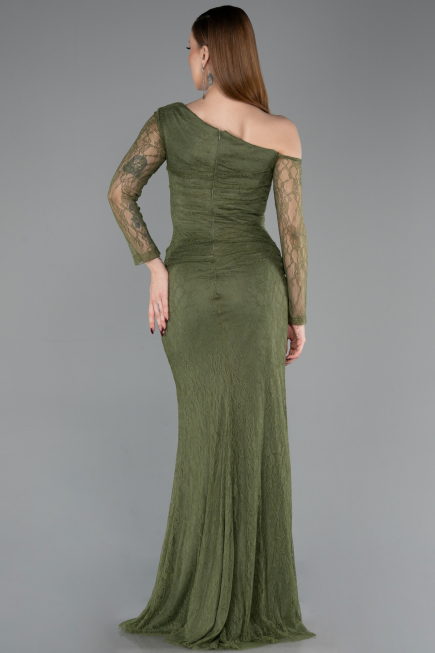 Olive Drab Long Dantelle Evening Dress ABU5618