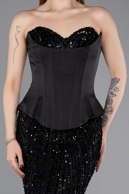 Long Black Scaly Evening Dress ABU5978