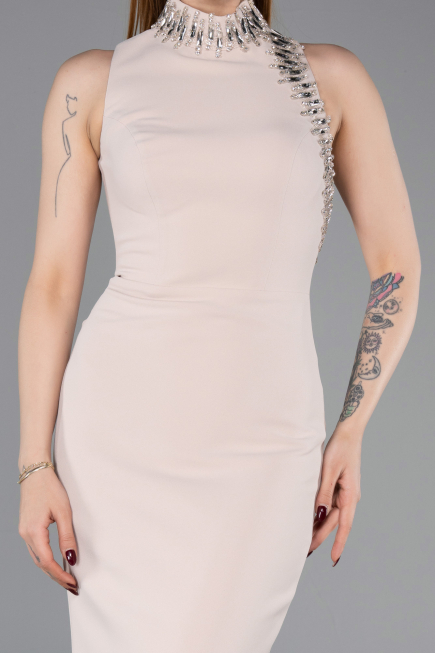 Long Beige Mermaid Evening Gown ABU6128