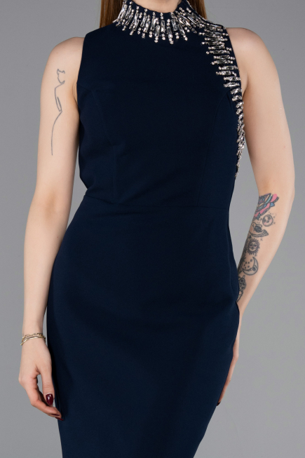 Long Navy Blue Mermaid Evening Gown ABU6128