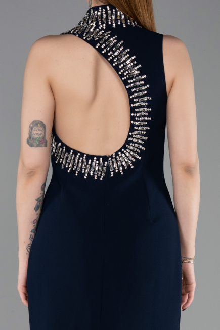 Long Navy Blue Mermaid Evening Gown ABU6128