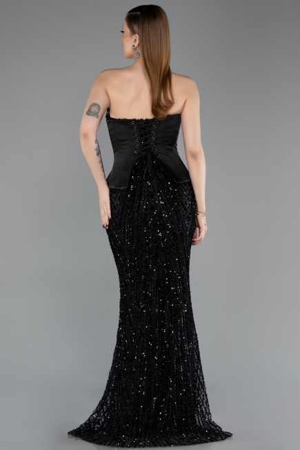 Long Black Scaly Evening Dress ABU5978
