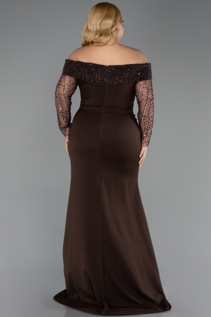 Long Brown Formal Plus Size Dress ABU6103