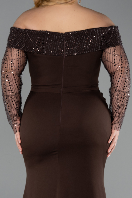Long Brown Formal Plus Size Dress ABU6103