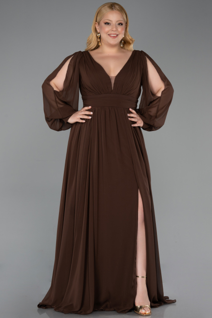 Brown Long Chiffon Oversized Evening Dress ABU1988