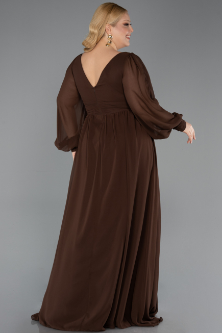 Brown Long Chiffon Oversized Evening Dress ABU1988