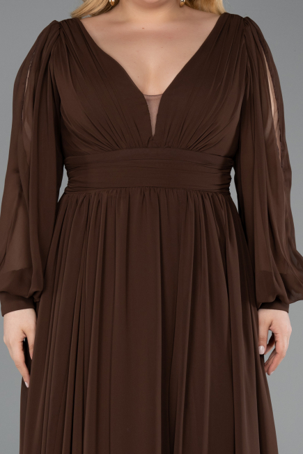 Brown Long Chiffon Oversized Evening Dress ABU1988