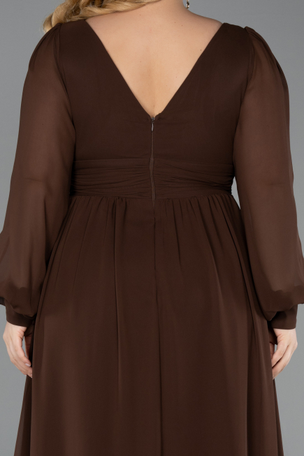 Brown Long Chiffon Oversized Evening Dress ABU1988