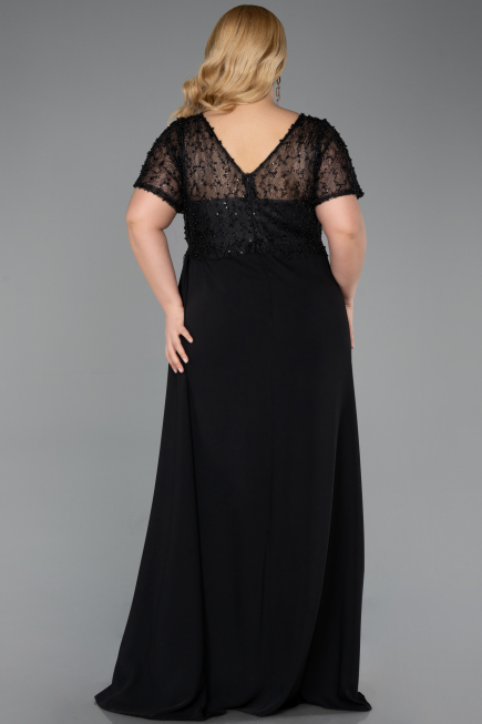 Long Black Dantelle Plus Size Evening Dress ABU6102
