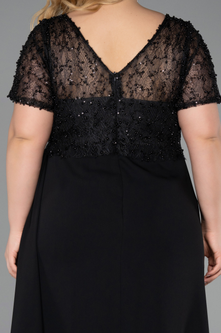 Long Black Dantelle Plus Size Evening Dress ABU6102