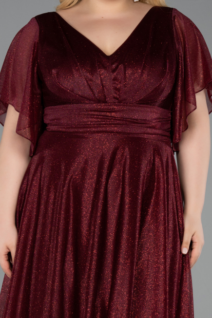 Midi Burgundy Plus Size Cocktail Dress ABK2622