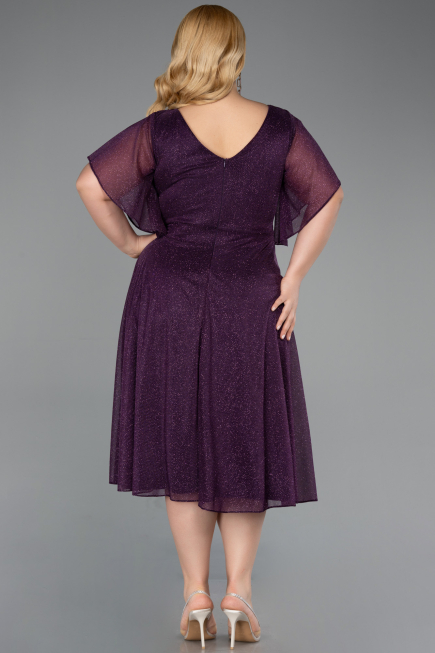 Midi Purple Plus Size Cocktail Dress ABK2622