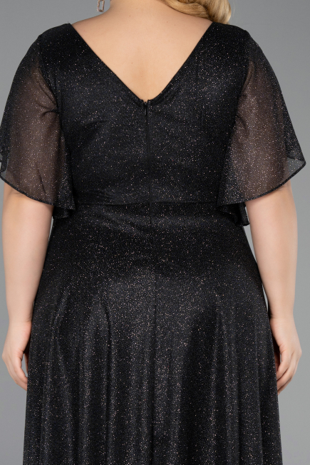 Midi Black-Silver Plus Size Cocktail Dress ABK2622