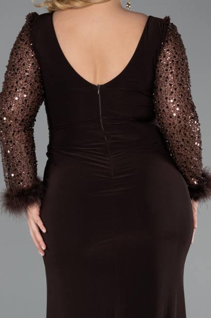 Brown Long Oversized Evening Dress ABU2976