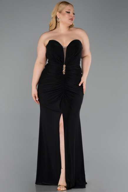 Long Black Plus Size Evening Gown ABU6097