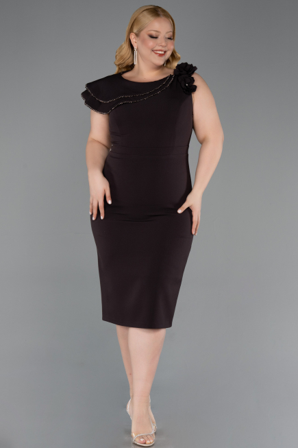 Midi Brown Plus Size Cocktail Dress ABK2618