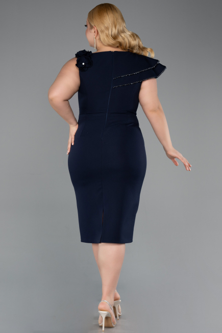 Midi Navy Blue Plus Size Cocktail Dress ABK2618