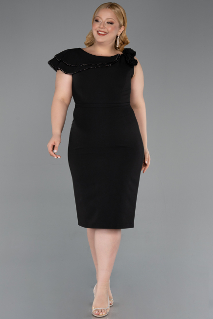 Midi Black Plus Size Cocktail Dress ABK2618