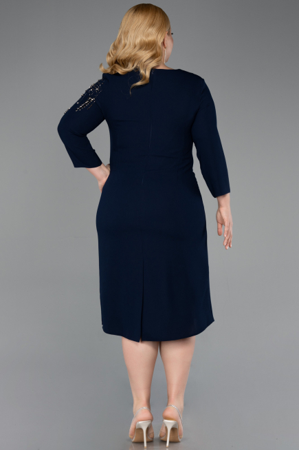 Midi Navy Blue Plus Size Cocktail Dress ABK2620