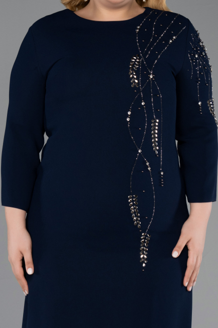 Midi Navy Blue Plus Size Cocktail Dress ABK2620