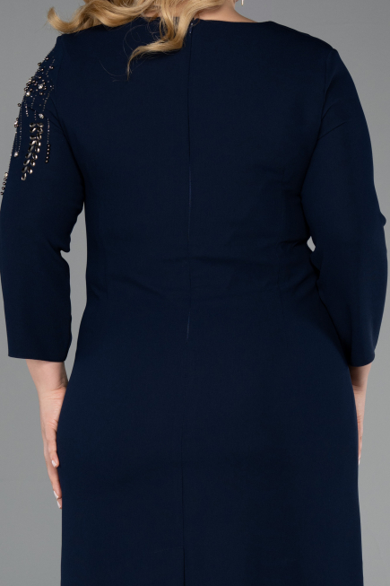 Midi Navy Blue Plus Size Cocktail Dress ABK2620