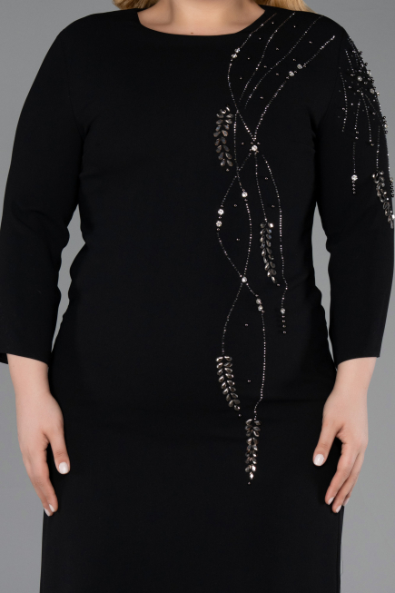 Midi Black Plus Size Cocktail Dress ABK2620