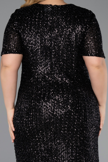 Midi Black Scaly Plus Size Cocktail Dress ABK2621