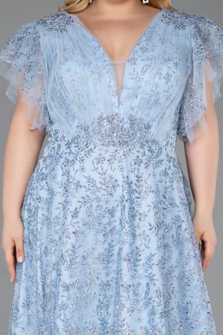 Light Blue Long Plus Size Engagement Dress ABU5872
