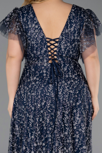 Navy Blue Long Plus Size Engagement Dress ABU5872