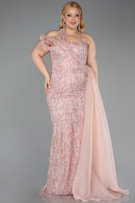 Long Powder Color Plus Size Evening Dress ABU5844