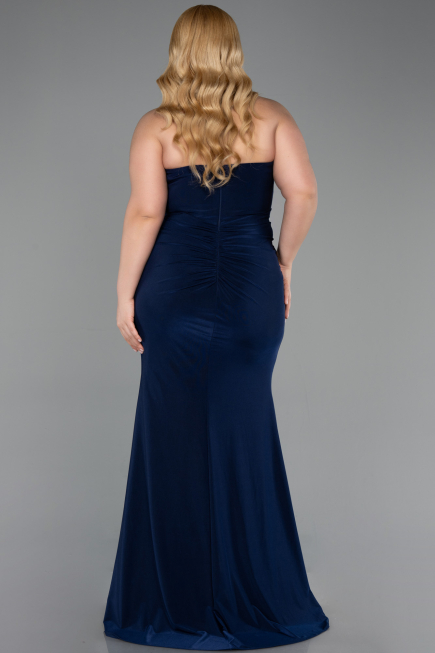 Long Navy Blue Plus Size Evening Gown ABU6097
