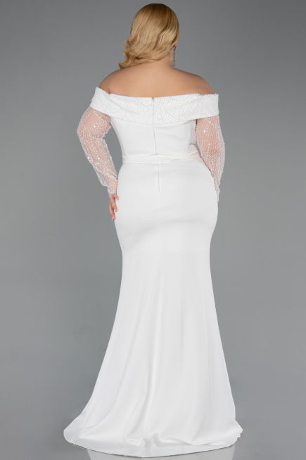 Long White Formal Plus Size Dress ABU6103