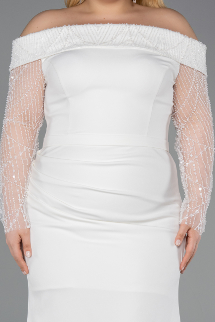 Long White Formal Plus Size Dress ABU6103