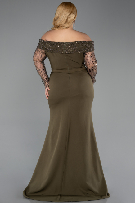 Long Olive Drab Formal Plus Size Dress ABU6103