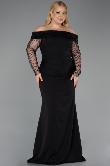 Long Black Formal Plus Size Dress ABU6103