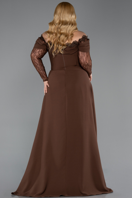 Long Brown Plus Size Evening Dress ABU6135