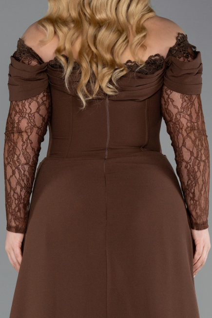 Long Brown Plus Size Evening Dress ABU6135