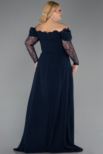 Long Navy Blue Plus Size Evening Dress ABU6135