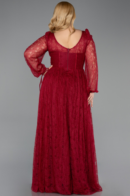 Long Burgundy Dantelle Formal Plus Size Dress ABU6131