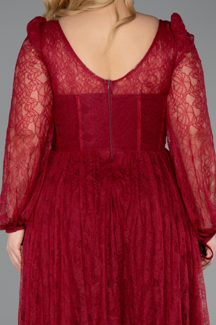 Long Burgundy Dantelle Formal Plus Size Dress ABU6131