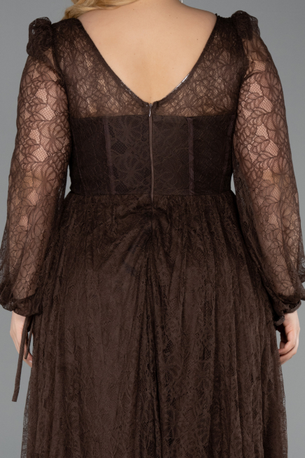 Long Brown Dantelle Formal Plus Size Dress ABU6131