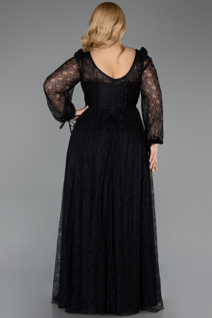 Long Black Dantelle Formal Plus Size Dress ABU6131