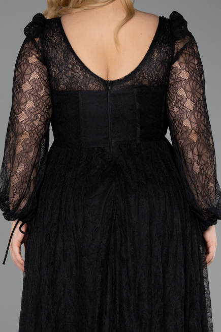 Long Black Dantelle Formal Plus Size Dress ABU6131