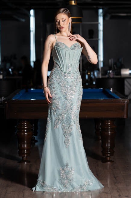 Long Mint Haute Couture Dress ABU6116