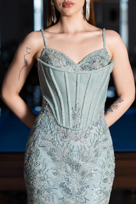 Long Mint Haute Couture Dress ABU6116