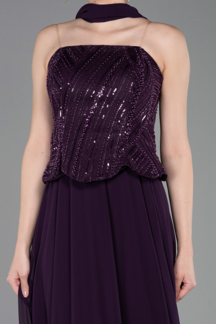 Long Purple Chiffon Evening Dress ABU6150